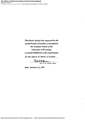 The effects of shale oil on plant growth and development