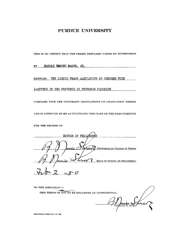 The Liquid Phase Alkylation of Benzene with 1-Octene in the Presence of Hydrogen Fluoride