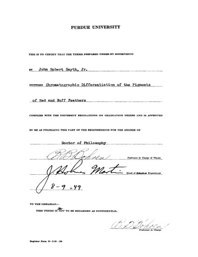 Chromatographic Differentiation of the Pigments of Red and Buff Feathers