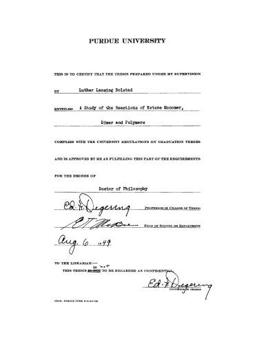 A Study of the Reactions of Ketene Monomer, Dimer and Polymers