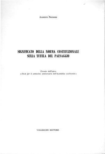Significato della norma costituzionale sulla tutela del paesaggio