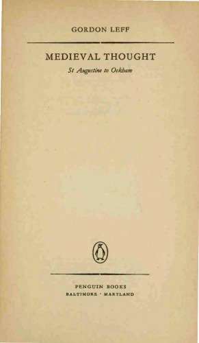Medieval Thought St. Augustin to Ockham
