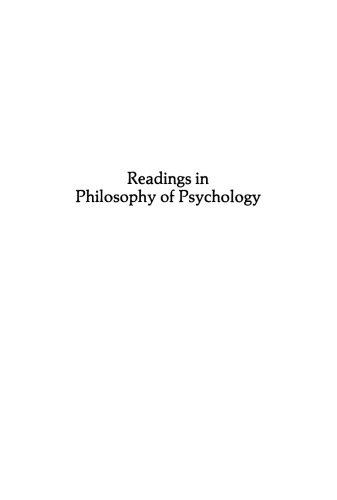 Readings in philosophy of psychology,  Volume I