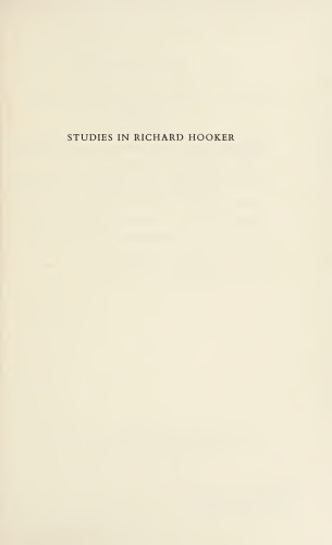 Studies in Richard Hooker