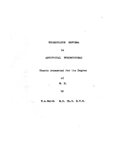 Tuberculous Empyema in Artificial Pneumothorax