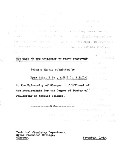 The Role of the Collector in Froth Flotation