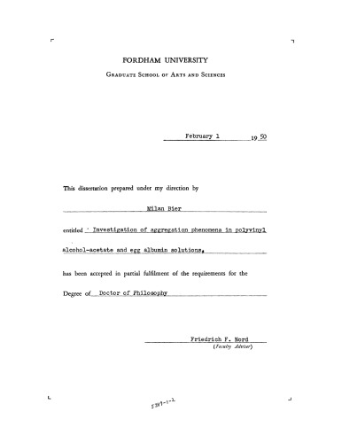 Investigation of Aggregation Phenomena in Polyvinyl Alcohol-Acetate and Egg Albumin Solutions