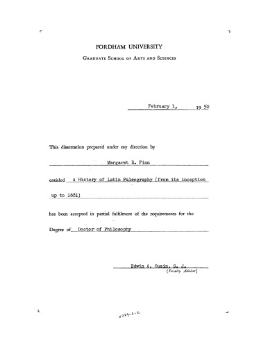 A History of Latin Paleography (From Its Inception Up to 1681)