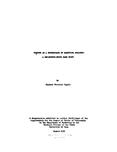 Weather as a Determinant of Marketing Strategy: A Department-Store Case Study