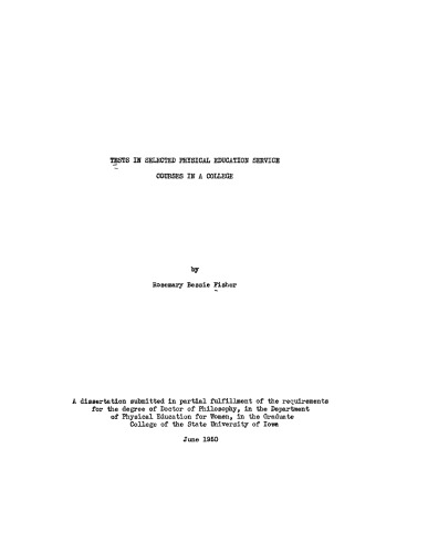 Tests in Selected Physical Education Service Courses in a College