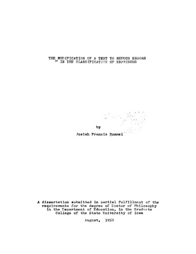 The Modification of a Test to Reduce Errors in the Classification of Examinees