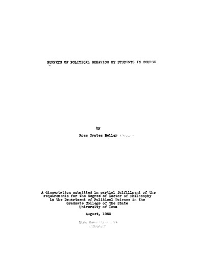 Surveys of Political Behavior by Students in Course