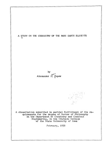 A Study on the Chemistry of the Rare Earth Elements