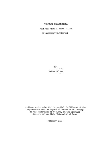 Tertiary Foraminifera from the Willapa River Valley of Southwest Washington