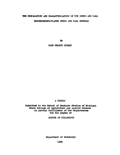 The preparation and characterization of the ortho and para monobromobenzylated ortho and para cresols