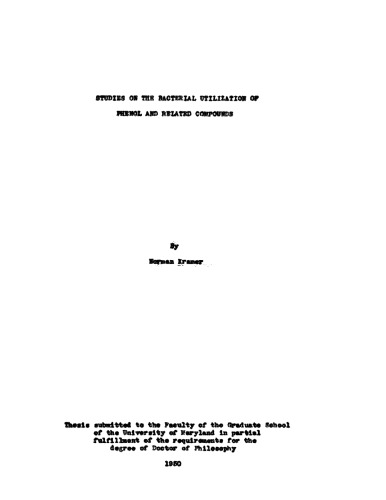 Studies on the bacterial utilization of phenol and related compounds