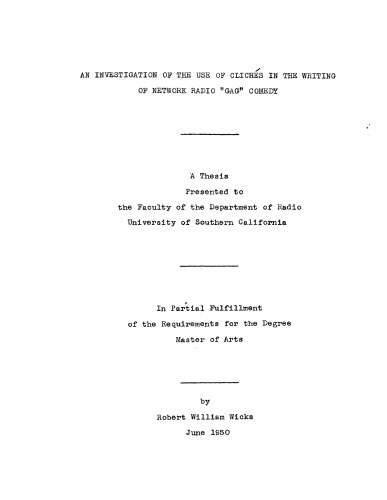 An investigation of the use of clichés in the writing of network radio 