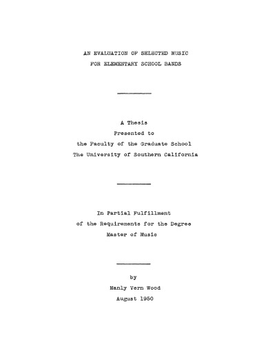 An evaluation of selected music for elementary school bands