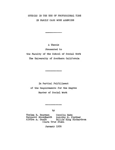 Studies in the use of professional time in family case work agencies