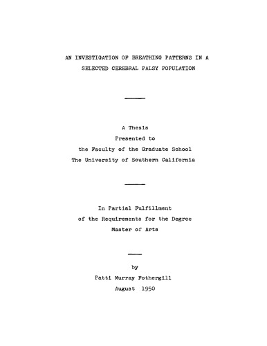 An investigation of breathing patterns in a selected cerebral palsy population