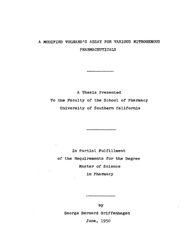 A modified Volhard’s assay for various nitrogenous pharmaceuticals