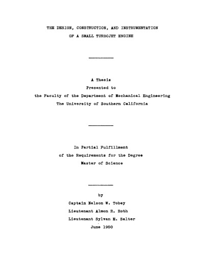 The design, construction and instrumentation of a small turbojet engine