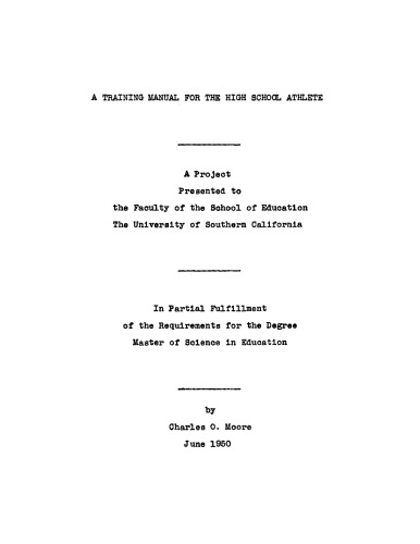 A training manual for the high school athlete