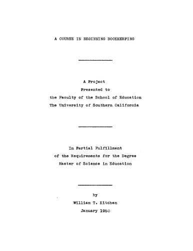 A course in beginning bookkeeping