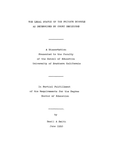 The legal status of the private schools as determined by court decisions