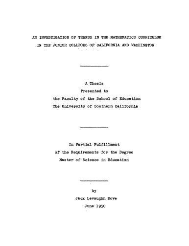 An investigation of trends in the mathematics curriculum in the junior colleges of California and Washington