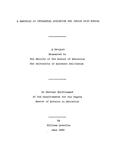 A handbook of intramural athletics for junior high school
