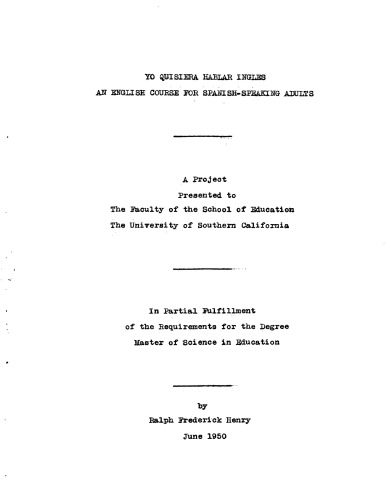 Yo quisiera hablar ingles: an English course for Spanish-speaking adults