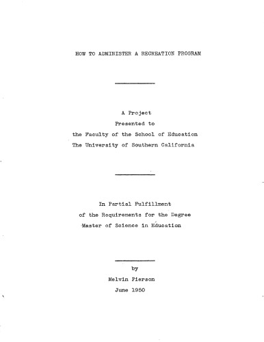 How to administer a recreation program