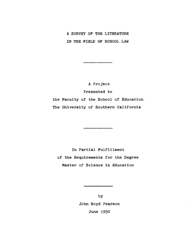 A survey of the literature in the field of school law