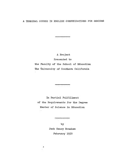 A terminal course in English communications for seniors