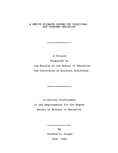 A senior guidance course for vocational and consumer education