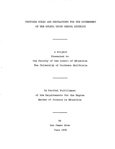 Proposed rules and regulations for the government of the Goleta Union School District
