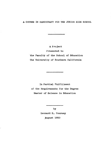 A course in handicraft for the junior high school