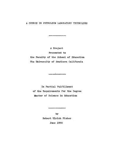 A course in petroleum laboratory techniques