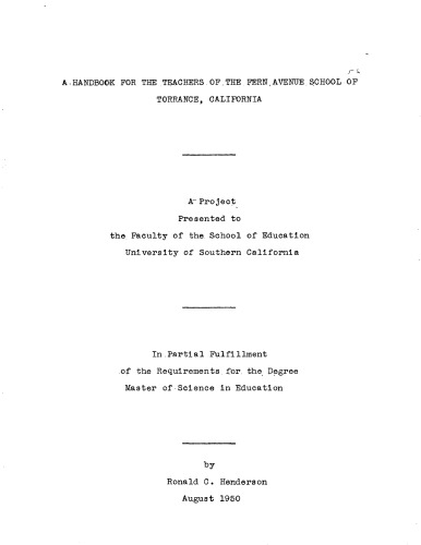 A handbook for the teachers of the Fern Avenue School of Torrance, California