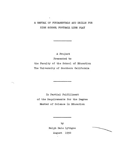 A manual of fundamentals and drills for high school football line play