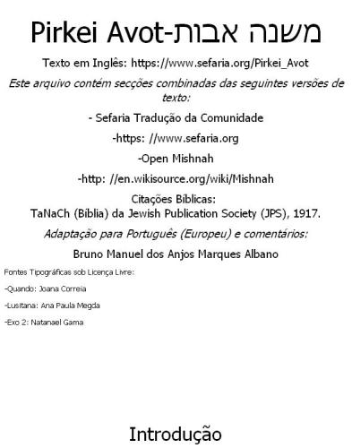 Pirkei Avot-tradução em português europeu