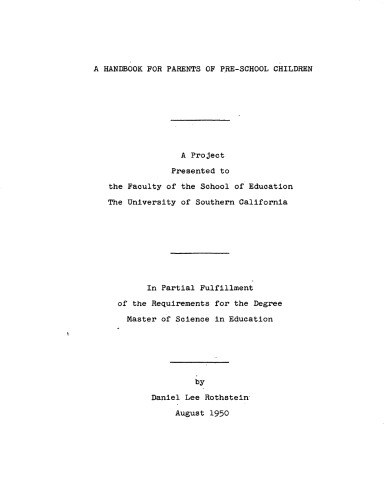 A handbook for parents of pre-school children