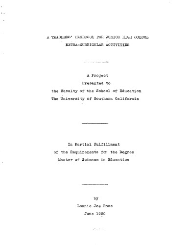 A teachers’ handbook for junior high school extra-curricular activities