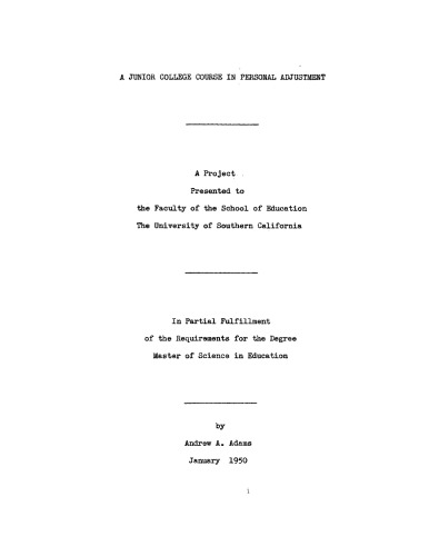 A junior college course in personal adjustment