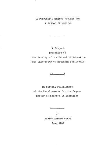 A proposed guidance program for a school of nursing