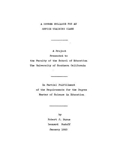 A course syllabus for an office training class