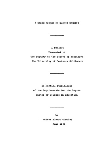 A basic course in rabbit raising