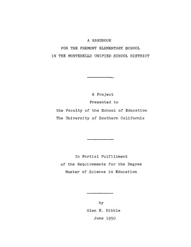 A handbook for the Fremont Elementary School in the Montebello Unified School District