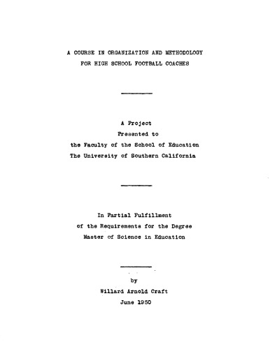 A course in organization and methodology for high school football coaches
